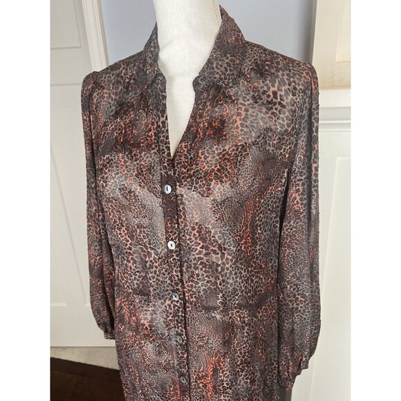 Soft Surroundings Semi-sheer Textured Animal Print Midi Dress Women's Sz Small - Picture 2 of 13